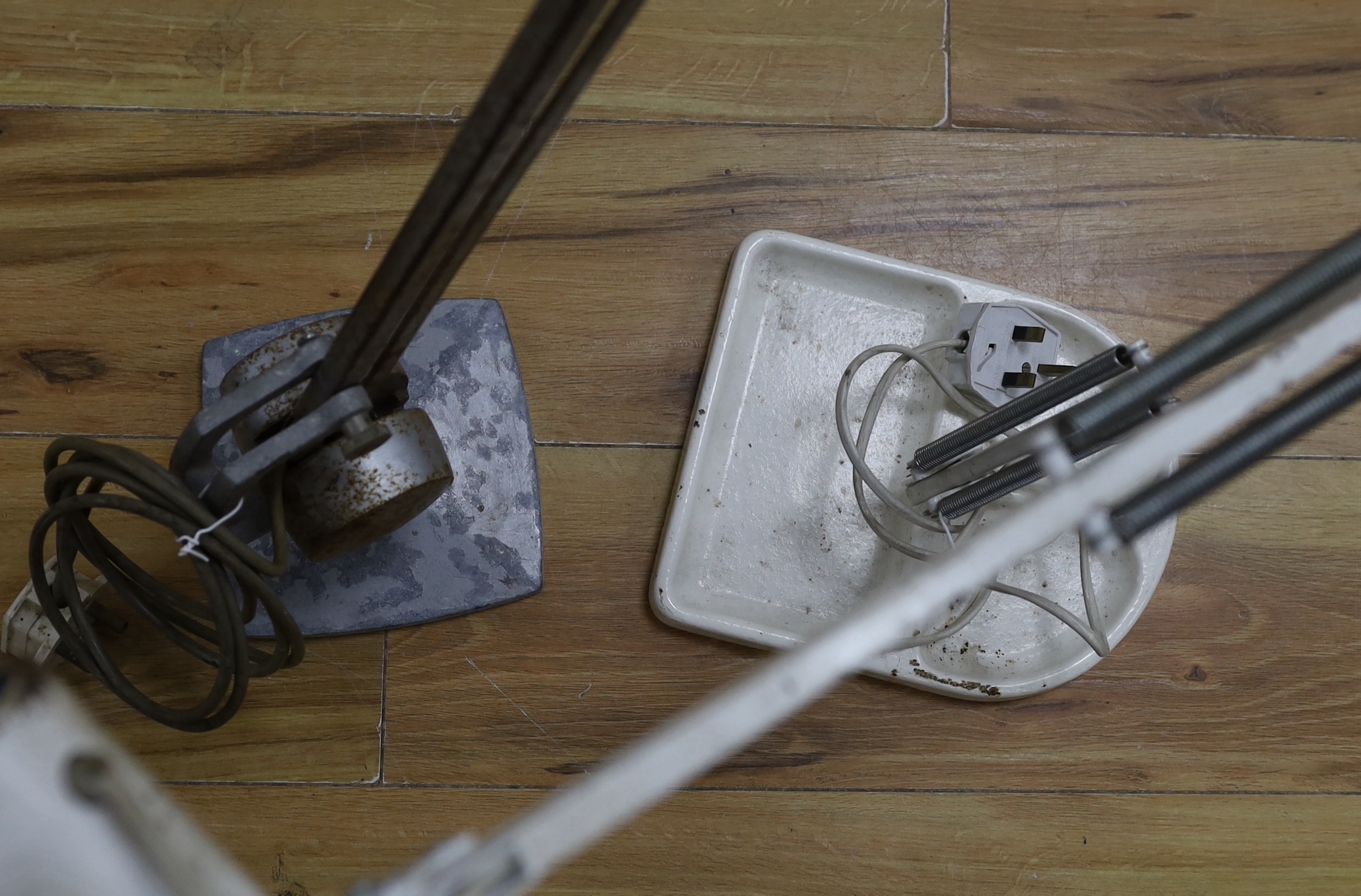 Two anglepoise lamps including a white painted example